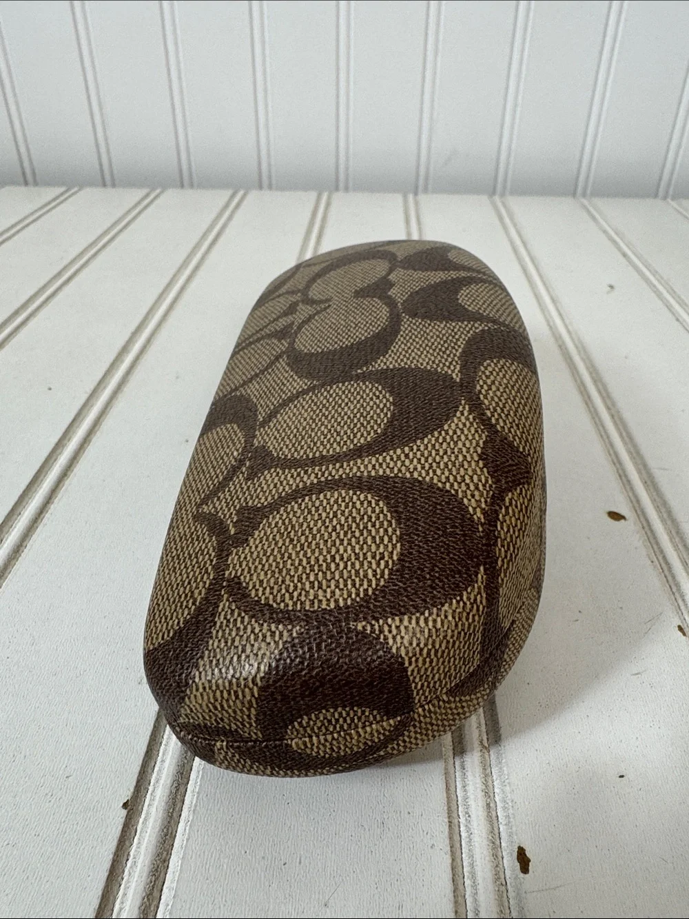 Coach CC Hard Clamshell Eye Glass Case‎ ONLY lens cloth included Brown Tan